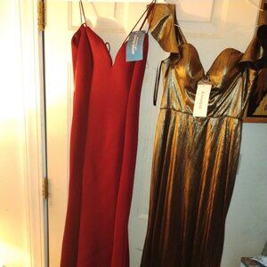 kleinfeild gold   size 8  2 dress maroon size  large